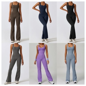 ODM ชุดบอดี้สูทลำลองตัวยูด้านหลังของผู้หญิงชุดจั๊มสูทแบบชิ้นเดียวสำหรับใส่ไปยิมฟิตเนสออกกำลังกายสไตล์หวานสำหรับใส่ในฤดูร้อน - Product Image 2