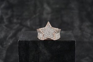 Anillo de Plata de Ley 925 con Diseño de Estrella, Diamantes Moissanite VVS, Estilo Hip Hop, Lujoso, para Fiestas, Unisex - Product Image 2