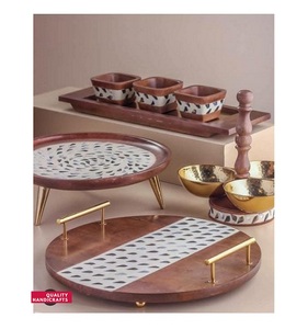 Vente en gros de plateaux de service en nacre et acrylique pour hôtels et restaurants ustensiles de cuisine en incrustation d'os - Product Image 3