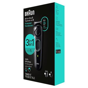 Tondeuse sans fil 3-en-1 pour homme, série 3, lame ultra-affûtée pour la barbe, les oreilles et le nez, autonomie de 50 minutes, alimentation par batterie - Product Image 1