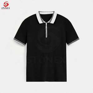 Polo de golf en coton pour homme noir personnalisé de haute qualité OEM polo tricoté t-shirt noir pour homme personnalisation - Product Image 5