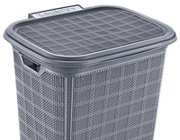 Panier de rangement rectangulaire 60L en jute et plastique PP tissé par injection, écologique, durable, design moderne, ventilé, multifonctionnel pour buanderie et salle de bain