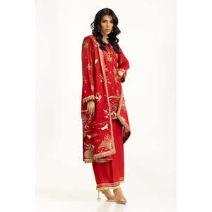 Costume en satin brodé en soie brute 3 pièces IUSTKSD-1066 - Product Image 1