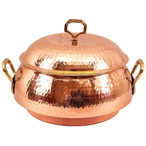 Handcrafted Hammered Copper Hotpot Set With Brass Handles Traditional Serving <strong>Cookware</strong> For Home Kitchen Hotel Dining Casseroles - Product Image 2