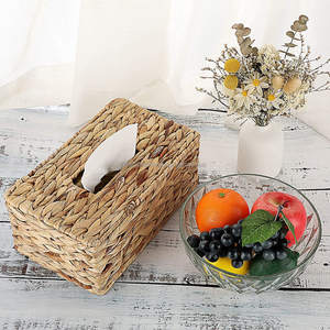 Couverture de jacinthe d'eau naturelle faite à la main porte-papier tissé en bambou écologique boîtes à mouchoirs de maison de Style Rectangle Vintage - Product Image 1