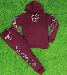 Ensemble sweat-shirt et pantalon de survêtement en coton avec logo imprimé en sérigraphie de haute qualité personnalisé, sweat-shirt et pantalon de survêtement uni et ample - Product Image 3