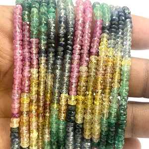 Pierre précieuse naturelle de qualité, saphir multicolore, perles en vrac, 3 mm, véritable, certifiée par un tiers, forme irrégulière, modèle HG-506 - Product Image 1