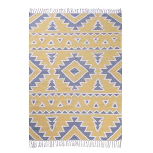 Tapis en coton tissé à la main indien de qualité supérieure brodé bloc à la main impression moderne géométrique lavable personnalisable tapis de zone de prière - Product Image 1