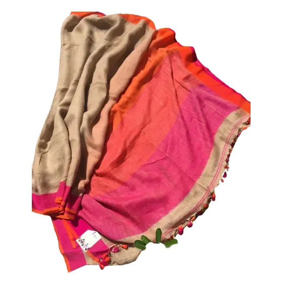 Venta caliente de primera calidad Nuevo diseñador Ropa étnica india Sari de lino tradicional en la fabricación al por mayor a bajo precio