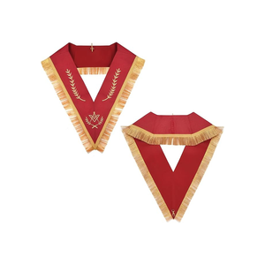 Master Mason Blue Lodge Collar - Red <b>Ribbon</b> <b>Gold</b> Braid & Fringe - Product Image 1