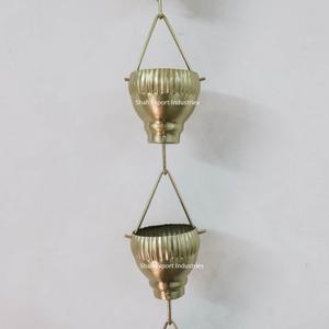 Cadena de lluvia de metal más vendida, cadenas de lluvia de copa martillada verde funcionales y decorativas para decoración de hogar y jardín - Product Image 6