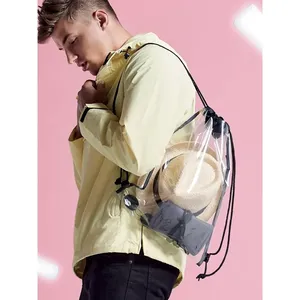 Customizable <b>Clear</b> Gymsac Drawstring Sportpacks Promotional <b>Backpack</b> for Merchandising - Product Image 3