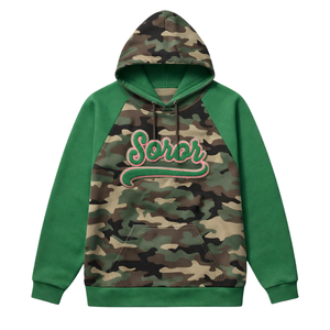 Sweat à capuche d'hiver à manches régulières Camo 08 Soror, sororité grecque, rose et vert, pour femmes, style universitaire, décontracté, badge sur le devant - Product Image 3