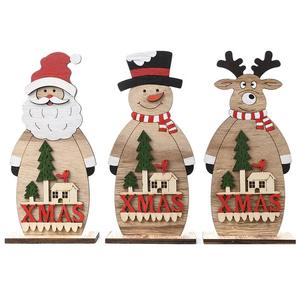 Artesanías de madera de Vietnam de pie Santa muñeco de nieve adornos navideños de madera para decoración de mesa de Navidad - Product Image 5