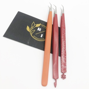 Pince à cils écologique professionnelle en acier inoxydable de haute technologie outil de beauté pointu en fibre de Volume enduit de couleur de marque privée - Product Image 2