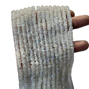 Perles Heishi (pneu) lisses en labradorite blanche naturelle AAA + 4mm 5mm Samir Gems SM136 15 pouces brin de fabrication de bijoux - Product Image 1