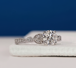 14K White Gold Round Lab Grown Diamond Engagement Ring 1.19 CTW VVS2 F IGI Certified Rhodium Plated Women's Wholesale Jewelry - Product Image 2