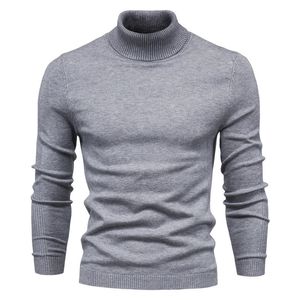 Nouveau hiver col roulé épais hommes chandails décontracté col roulé couleur unie qualité chaud mince col roulé chandails pull hommes - Product Image 1