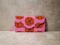 Pochette à monnaie brodée à la main de qualité supérieure pour femmes, pochette zippée en coquille de perle bleue avec toile