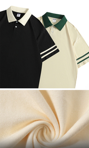 เสื้อยืดโปโลผ้าฝ้ายสำหรับผู้ชายเสื้อกอล์ฟทรงพอดีตัวพิมพ์ลายเรียบโลโก้ตามสั่ง - Product Image 5