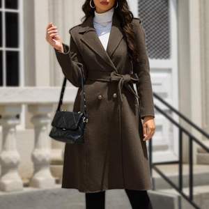 Abrigo de mezcla de lana de invierno de alta calidad para mujer Abrigo de lana 70% superior para mujer, abrigo de lana largo elegante con cinturón - Product Image 6