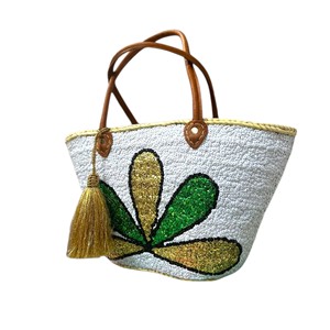 Sac fourre-tout marocain tissé à la main avec poignées en cuir véritable, forme tonneau, pour la plage et le shopping, pour femmes - Product Image 2