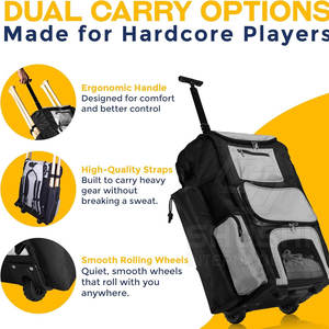 Sac de baseball en cuir PU de haute qualité, personnalisable, léger, résistant, avec poignée télescopique, poches pour accessoires, design portable - Product Image 3