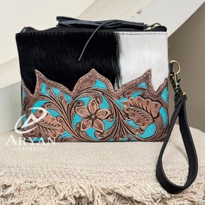 กระเป๋าคลัทช์หนังวัวแท้พร้อมซิปแบบเป็นเครื่องมือทันสมัย - Product Image 1