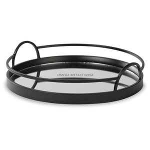 Plateau de service octogonal doré élégant avec base en miroir et poignées élégantes, parfait pour les divertissements et la décoration haut de gamme - Product Image 6
