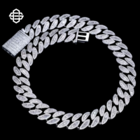 Collier ras du cou personnalisé en argent sterling avec chaîne cubaine glacée et moissanite, bijoux hip-hop pour rappeur, cadeau de fiançailles et de mariage unisexe