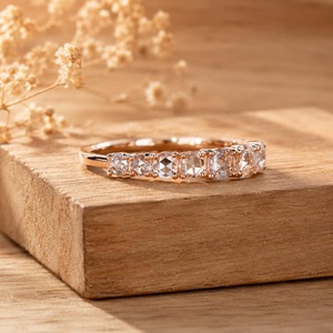 Élégante alliance de mariage en or massif 14 carats avec diamant rond taille rose de 0,54 ct E-F VS cultivé en laboratoire, sertie à griffes – Cadeau d'anniversaire de mariage - Product Image 3