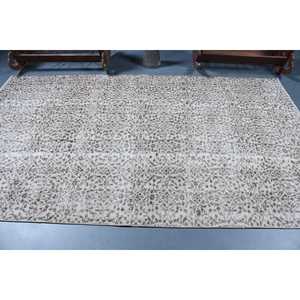 Turkish Large Rug 5.4x9 ft, White <b>Brown</b> Southwestern Rug <b>Wool</b> - Product Image 3