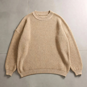 Pull en tricot ample à épaules tombantes pour femme, en laine douce et acrylique, col rond, manches longues, confortable, mode hiver - Product Image 1