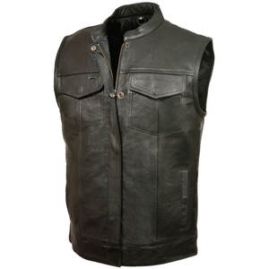 Proveedor directo de fábrica Hombres Moto Chaleco de cuero Motocicleta de alta calidad Chaleco transpirable de cuero real para hombres - Product Image 4