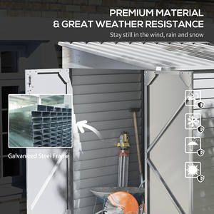 Abri de jardin Outsunny 4,6' x 9' en acier, abri à outils autoportant avec toit métallique, rangement extérieur durable pour outils en métal - Product Image 4