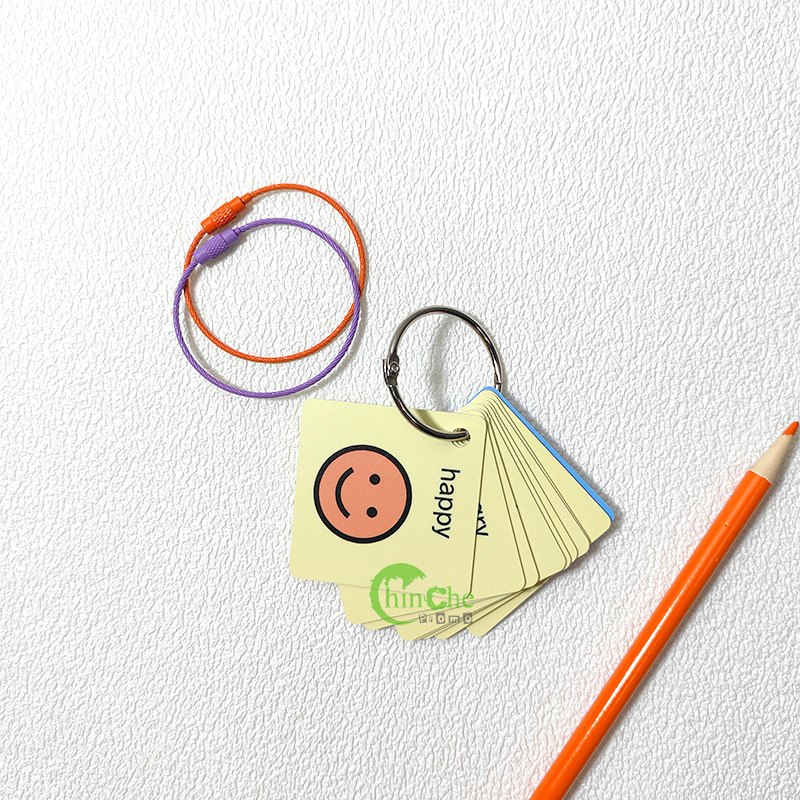 Kids Waterproof Hard Plastic PVC Flash Card with Binder Ring