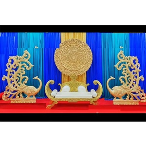 เวทีงานแต่งงานธีมนกยูงพร้อมแผงวงกลม ฉากงานแต่งงานสไตล์เอเชียที่สวยงาม ตกแต่งเวทีงานแต่งงานแบบอังกฤษสุดหรู - Product Image 1