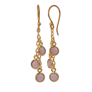 Iolite cuarzo piedra preciosa chapada en oro pendientes colgantes hechos a mano Triple capa lindo moda forma redonda joyería regalo - Product Image 3