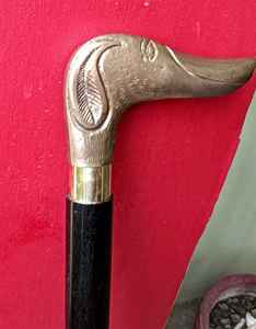 ไม้เท้าหัวสุนัขไม้ขัดเงา ด้ามจับทองเหลืองทำมือ ของตกแต่งบ้านสุดหรู งานฝีมือโลหะ - Product Image 5