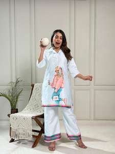 Kurti con Estampado de Figura Veticana de Tendencia, con Palazzo, Ropa Étnica Hecha a Mano para Mujeres, Bodas, Fiestas y Ocasiones Festivas - Product Image 6