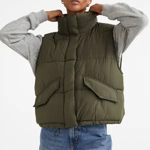 Oem Wholesale Winter Waterproof Navy Blue Puffer Vest Bodywarmer Quilted Puffer Vest Jacket Down Vest Outdoor