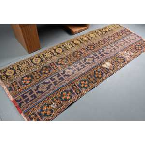 Classic Blue <b>Red</b> 3 X 8ft Turkish Wool Jute Rug Large Area Rectangle Patchwork Weave with <b>Latex</b> Backing for Hallway Room Decor - Product Image 2