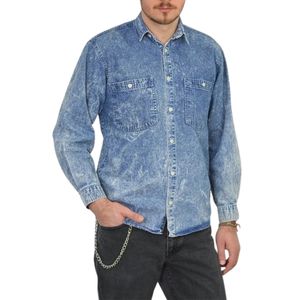 Camisa Vaquera Clásica de Manga Larga para Hombre, Cuello Mao, Elegante, Casual, Transpirable, 100% Algodón, para Uso Diario, Trabajo, Actividades al Aire Libre, Duradera - Product Image 1