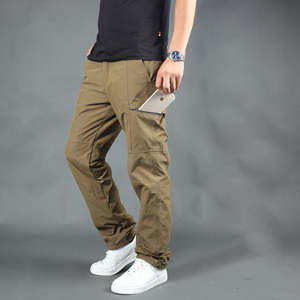 Pantalones DE TRABAJO tácticos forrados de lana gruesa de talla grande para hombre al por mayor pantalones holgados de algodón con múltiples bolsillos para exteriores - Product Image 2
