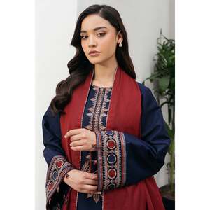Ensemble de costume Dhanak brodé 3 pièces pour femmes JAZMIN avec châle imprimé Courtrai et pantalon - BIC-4301 - Product Image 5