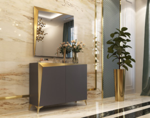 Gabinete de zapatos Organización de la entrada del hogar Funcionalidad Hasta 30 pares de capacidad Push up Puertas Abiertas MDF Espejo disponible - Product Image 3