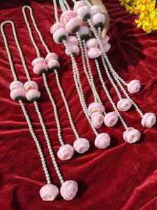 Fleur de pivoine artificielle et collier de perles Milni Mala pour mariage indien/pakistanais Baarat Swagat Haar marié/mariée et famille des mariés - Product Image 2