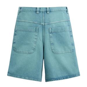 Pantalones Cortos de Mezclilla Largos para Hombre, Estilo Casual, Color Sólido, Lavado Ácido, con Logotipo Personalizado y Diseño Bordado Disponible a Precio Económico - Product Image 5