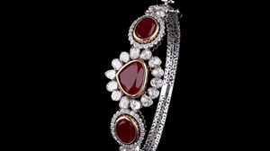 กำไลข้อมือเครื่องประดับทำด้วยมือลายเพชรไม่เจียระไนเครื่องประดับเจ้าสาวสุดหรู - Product Image 4