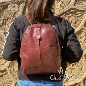Handmade Real Crunch Leather Backpack <b>Women's</b> <b>Rucksack</b> Leather Backpack <b>Women</b> Office and Travel Backpack - Product Image 1